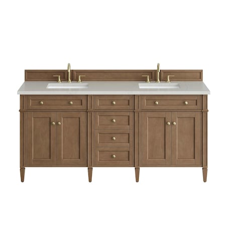 James Martin Vanities Brittany 72" Double Vanity, Pecan w/ 3 CM Siberian Silestone Top 655-V72-PCN-3SFR