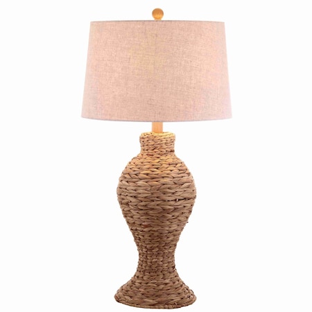 Jonathan Y Elicia 31" 1-Light Coastal Cottage Water Hyacinth Weave LED Table Lamp, Natural JYL1015A