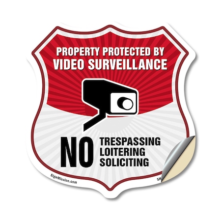 Signmission Video Surveillance Shield Sign Property, 18 Inch X 18 Inch, Vinyl Decal SHI-D-18-472