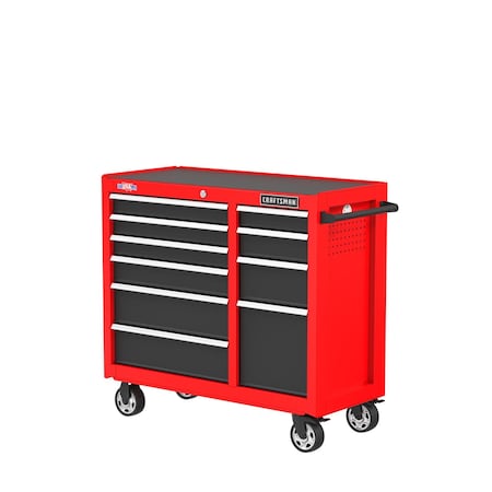 Craftsman S2000 Rolling Tool Cabinet, 10 Drawer, Red, Steel, 41 in W x 18 in D x 37-1/2 in H CMST98270RB