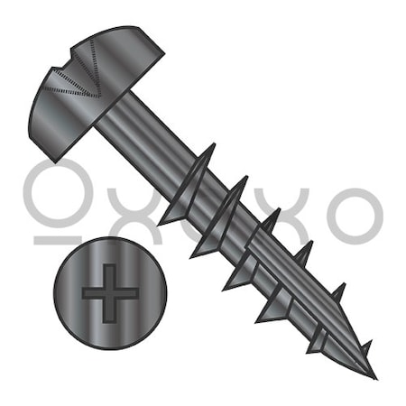 Oxoxo 10-9X1 1/4 Phillips Pan Deep Thread Screw Type 17 point 2/3 Thread Black Oxide and Oil, 2000PK 523685