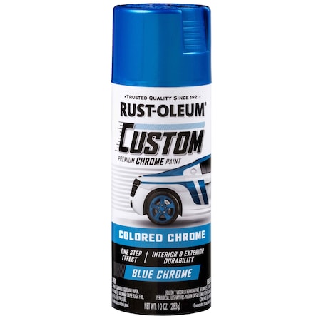 Rust-Oleum Automotive Premium Custom Chrome Lacquer Spray Paint, Blue, 10 oz. 340457
