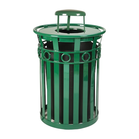Witt Industries Green Decorative, Outdoor Waste Receptacle with Rain Cap M3600-R-RC-GN