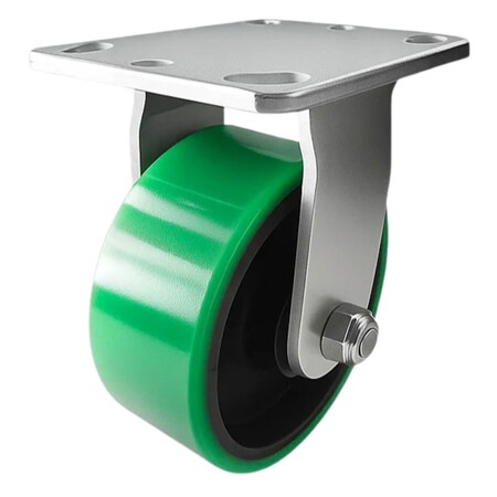 Hyw Products Heavy Duty Caster 5in Green Polyurethane on Cast Iron Wheel, Rigid 40-50R-A1-PC(G)