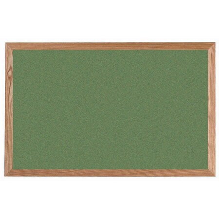 Aarco VIC Cork Bulletin Board, Red Oak Frame, Clear Lacquer Finish, Baby Lettuce 24''Hx36''W OW2436213