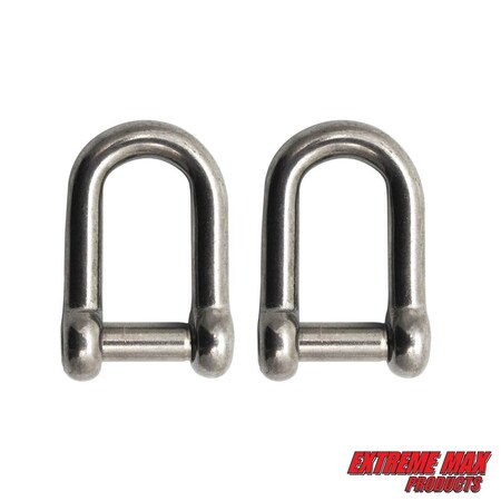 Extreme Max 3006.8396.2 BoatTector Stainless Steel D Shackle with No-Snag Pin - 5/16", 2-Pack 3006.8396.2
