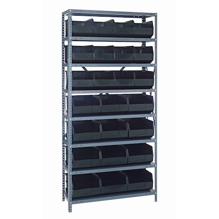 Quantum Storage Systems STEEL SHELVING UNIT W/ 24 BINS BLACK 2475-483485BK