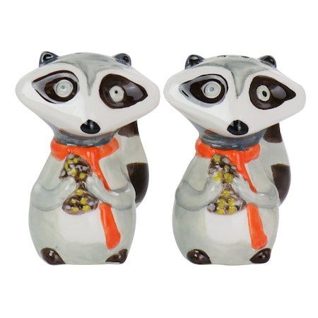 Gibson Home Woodland Raccoon 2 Piece Hard Dolomite Salt and Pepper Set 127223.02