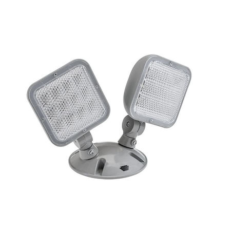 Keystone Emergency Light | Outdoor | Remote Double Head | Style 2 | Silver Color | 6500K Dual Heads | Surface KT-EM-RD2-SVWL-SL