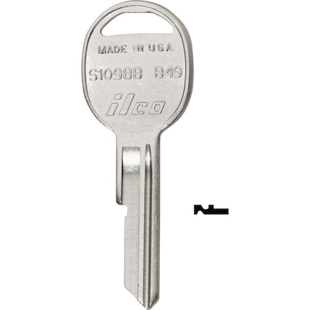 Kaba Ilco GM Nickel Plated Automotive Key, B45 / S1098H, 10PK AL3481800B