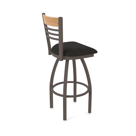 Holland Bar Stool Co Eleanor 30in Swivel Bar Stool with Bronze Finish, Medium Back and Canter Espresso Seat 880