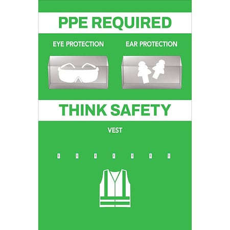 Visual Workplace PPE Shadow Board, Green, 24 in H 30-1910-3624-P21401