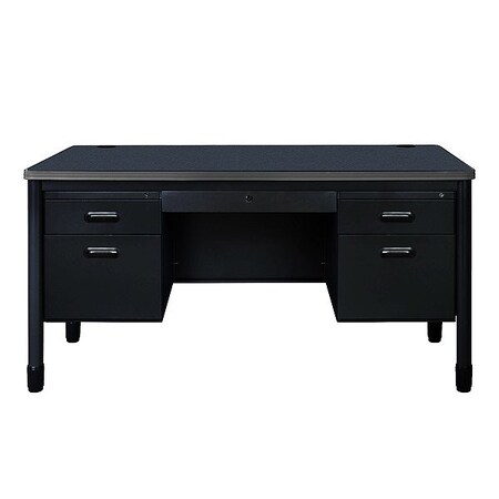 Regency Double Pedestal Desk, Steel Frame, 60 in W 66266DPCDGYBK