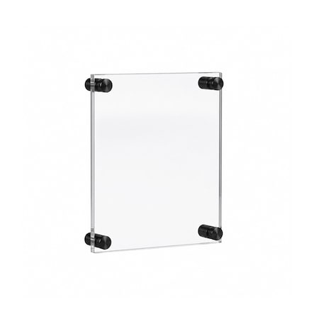 Azar Displays Floating Acrylic Wall Frame, Black Stand Off Caps, 8 inx10 in Graphic Size, 12 inx14 in Overall Size 105588-BLK