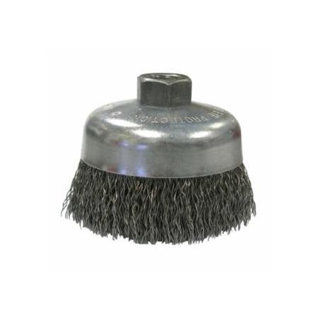 Weiler Vortec Pro Crimped Wire Cup Brush, 6 in Dia, 5/8-11 Arbor, 0.02 in Steel, Display 804-36037