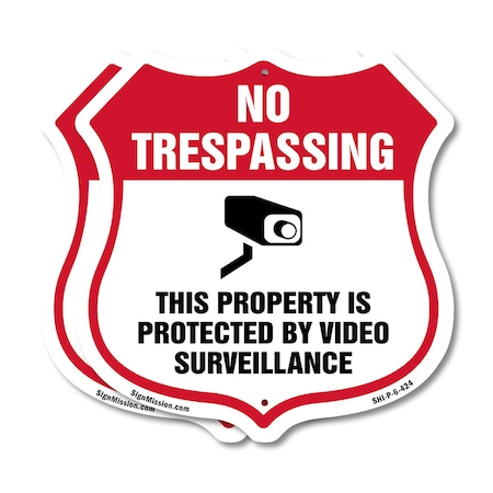 Signmission No Trespassing Shield Sign This Property, 6 inch X 6 inch, Plastic Sign, 2PK SHI-P-2PACK-6-424