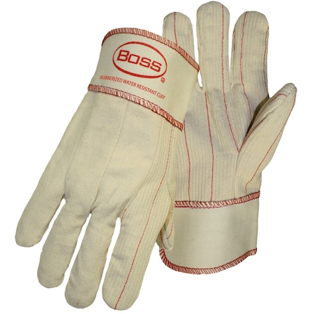 Boss Cotton Corded Double Palm Glove with Nap-In Finish, Rubberized Safety Cuff 30SI