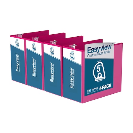 Davis Group Easyview Premium, Angle D Ring, Customizable, View Binder, (Pink, 5"), PK4 8407-43-04