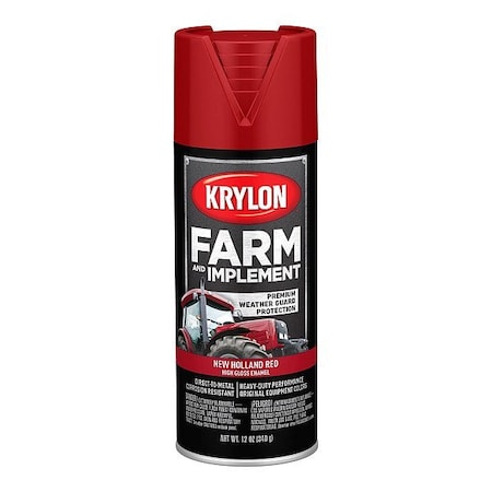 Krylon Spray Paint, New Holland Red, High-Gloss, Solvent, 12 oz K01947008
