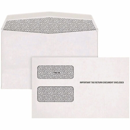 Tops™ 1099 Double Window Envelope, Commercial Flap, Gummed Closure, Contemporary Seam, 5.63x9, White, PK24 22222
