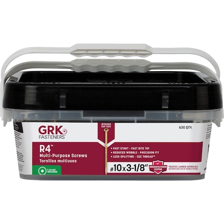 Grk Fasteners GRK R4 No, 10 x 3-1/8'' Star Drive Multi-Purpose Wood Screw, 630 Ct. 95200