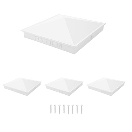 Nuvo Iron 6-in x 6-in Nominal & Undressed Aluminum Ornamental Pyramid White Post Cap, 4PK PCP14LN-WEC-IP4