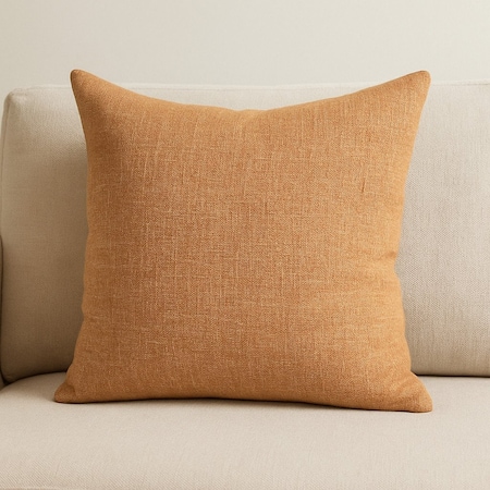 Homeroots 22" Rust Linen Throw Pillow Cover with Texture 608214