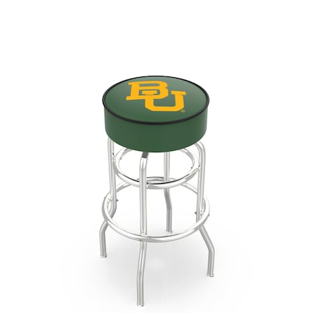 Holland Bar Stool Co 25" 4" Baylor Cushion Seat, Double-Ring Chrome Swivel Bar Stool L7C125Baylor
