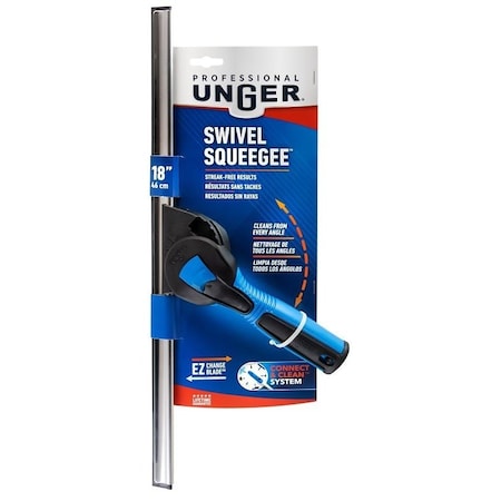 Unger Industrial Unger Professional Swivel Squeegee, 18 in Blade, Poly Blade 985510