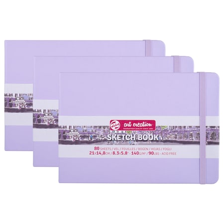 Talens Art Creation Sketchbook, 80 Sheets, 90lbs, Pastel Violet Cover, 8.3'' x 5.8'' (A5), 3PK 9314135M