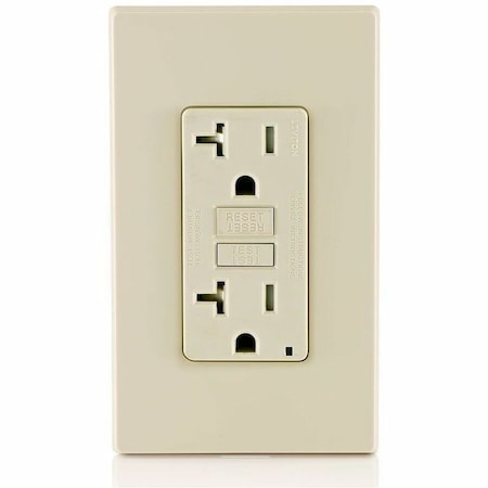 Leviton GFCI Receptacle, 20A, 125Vac, 5-20R, Almond GFTR2-T