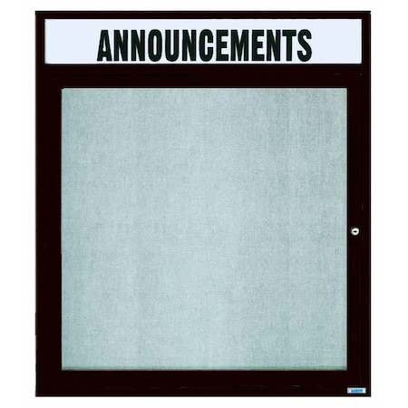 Aarco Outdoor Enclosed Bulletin Board w/ Al Frame Header, Bronze Anodized, 36''Hx30''W ODCC3630RHBA
