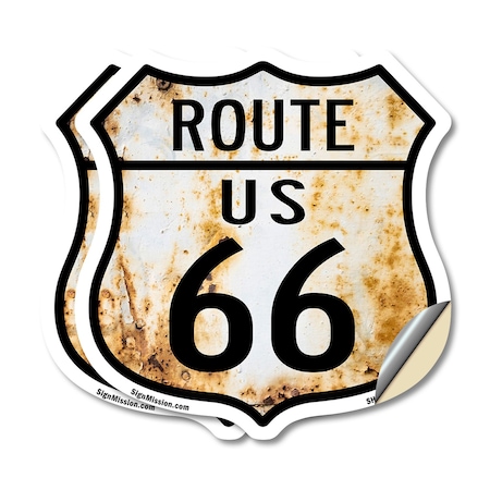 Signmission Route Us 66 Rustic, 12 inch X 12 inch, Vinyl Decal, 2PK SHI-D-2PACK-12-485