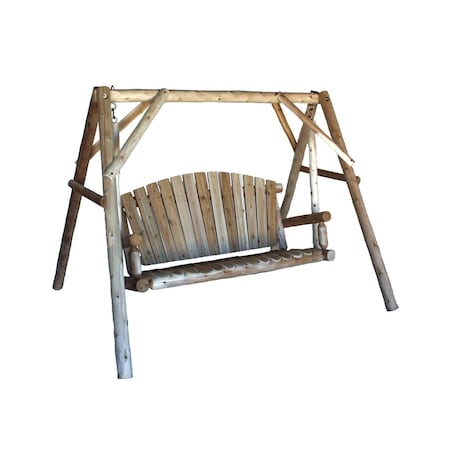Homeroots 87" Natural Solid Wood Swing Chair 370276
