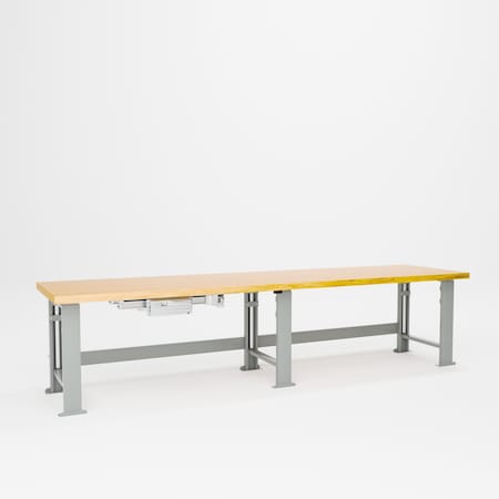 Pucel Hardwood Top Hydraulic Bench, 30 in W x 120 in D x 29 in-41 in H, Gray HBW-30120-E12