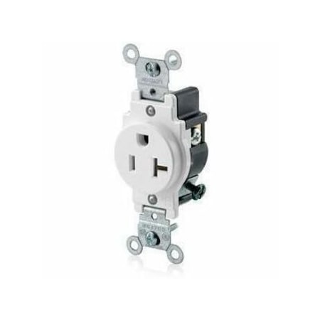 Leviton Commercial Grade Single Receptacle, 20 Amp, 125 Volt 5801-W