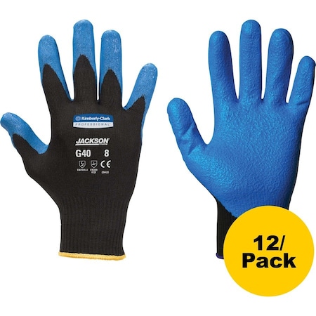 Kleenguard Coated Gloves, Nitrile, Crinkled, Palm, 3 Abrasion Level, Blue/Black, XL (10) 1 PR 40228