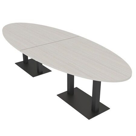 Skutchi Designs Oval Conference Table With Power, 48 in W, 144 in L, Ivory HAR-OVL-48X144-DOU.BK-K458-NA