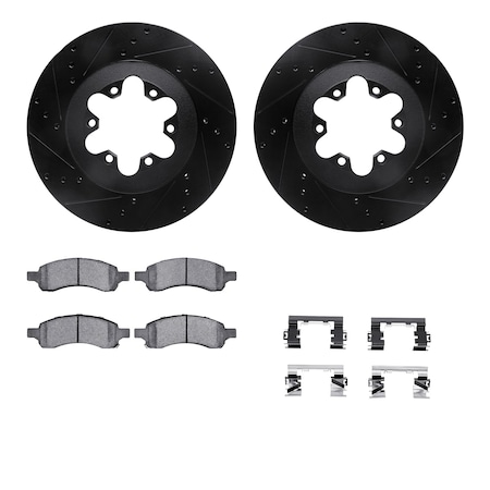 Dynamic Friction Co DFC Rotors-Drilled & Slotted-Black w/ EURO 5000 Ceramic Brake Pads Incl Hdw 8612-48007
