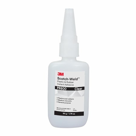 3M Scotch-Weld PR600 PLASTIC & RUBBER INSTANT ADHESIVE, 1.76 OZ, TRANSPARENT 7100039244
