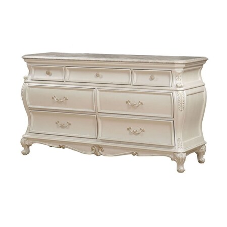 Homeroots 66" Pearl Solid and Manufactured Wood Seven Drawer Triple Dresser 490465