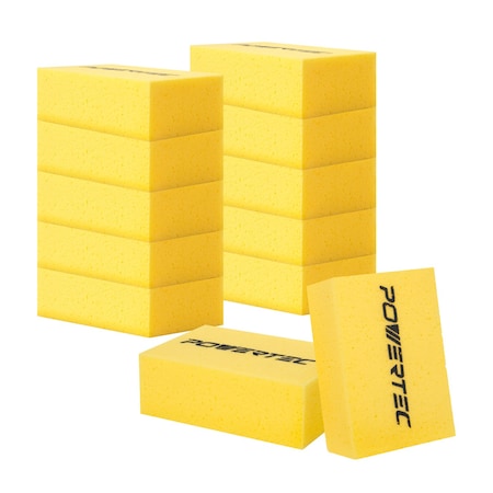 Powertec 12 PK Large Square Grout Sponge - Professional Tile Grout Removal Cleaning Sponge, 12PK 72106-P3N