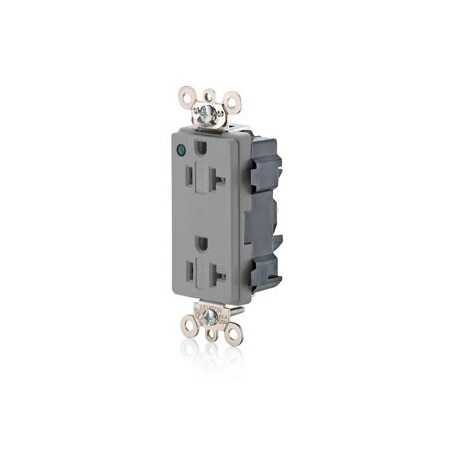 Leviton Extra Heavy Duty Hospital Grade Decora Receptacle, 20 Amp, 125 Volt M1636-PLG