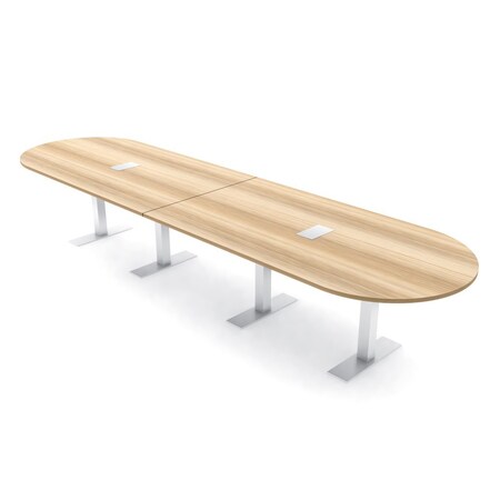 Skutchi Designs 14 Person Conference Table With Power Unit | 14' Racetrack Table | Harmony Series HAR-RAC-48X168-T-K525-ESIL