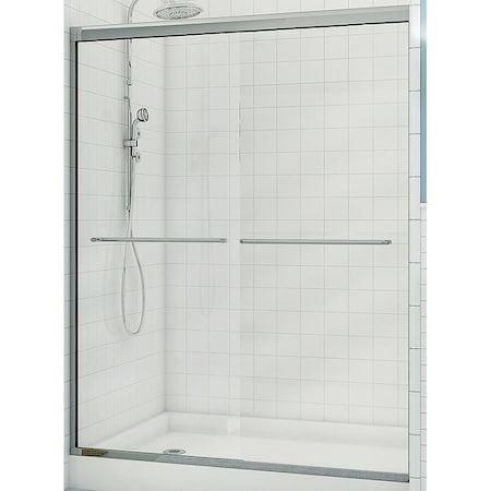 Maax Aura Sliding Shower Door, Clear Glass, Tempered Glass, Semi Frame, 2Panel, Glass, 14 in Glass 135663-900-084