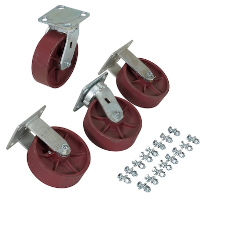 Vestil 6"X2" DUCTILE STEEL CASTER KIT 8000# CAP, PK4 D-CK4-SC6-2HD
