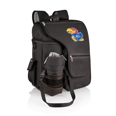 Picnic Time Family Of Brands NCAA Kansas Jayhawks Turismo Backpack Cooler with Water Bottle CarrierBlack 641-00-175-244-0