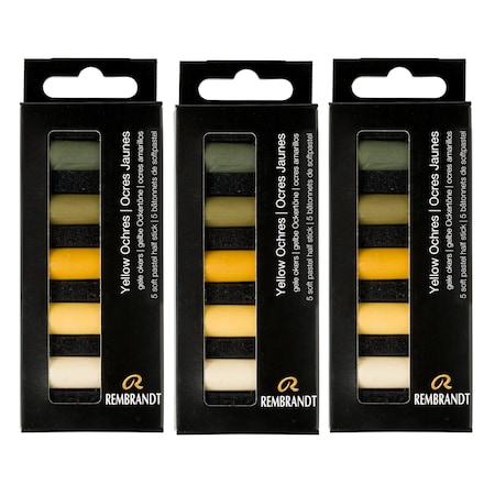 Rembrandt Soft Pastels Micro Sets, Yellow Ochres Per Set, 5 Half Sticks, 3 Sets, 3PK 31820511