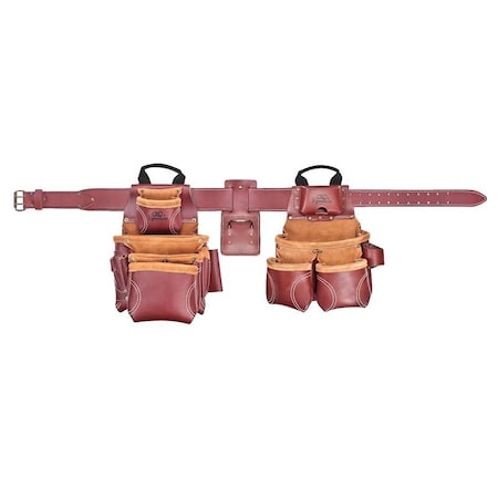 Custom Leathercraft Signature Elite Framer Tool Apron, 40 to 52 in Waist, 58 in L, Leather, Brown 21455X