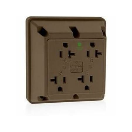 Leviton Quad Straight Blade Receptacle, 5-20R, 20 A, 125V AC, 2 Pole, 3 Wire, Surface Mount, Grounded 21254-H